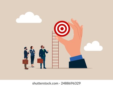 Business people walk ladder. Career growing progress business manager, successful target. Flat vector illustration