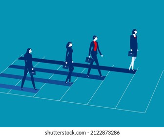 Business people walking on the graph. Business cartoon vector illustration concept