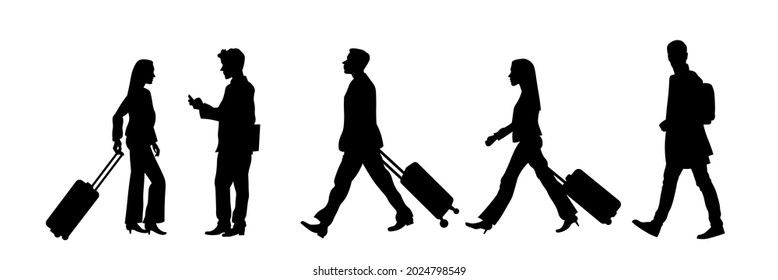 Business people walking silhouette vector illustration 