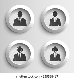 business people web black paper icon set. vector illustration