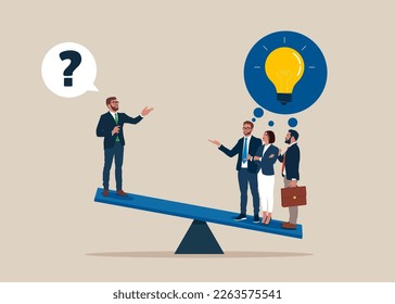 Business people weighting the idea. Business concept. Modern vector illustration in flat style