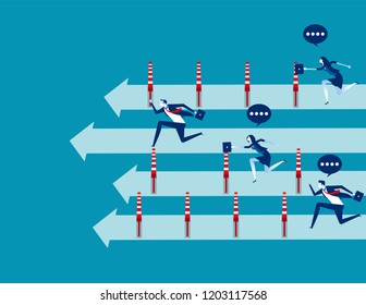 Business People And Winning The Race, Concept Business Vector Illustration, Flat Business Cartoon, Unfair, Competition, Running To Success.
