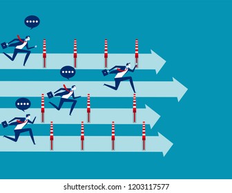 Business People And Winning The Race, Concept Business Vector Illustration, Flat Business Cartoon, Unfair, Competition, Running To Success.
