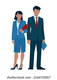 Business people. Woman and man in business clothes, office worker, politician, student, entrepreneur, businessmen. Vector image.