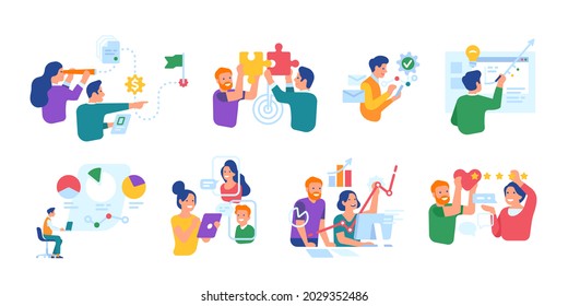 Business people work. Interactive employee