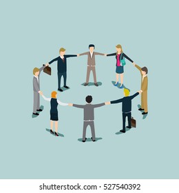 Business people work together with 3D isometric concept