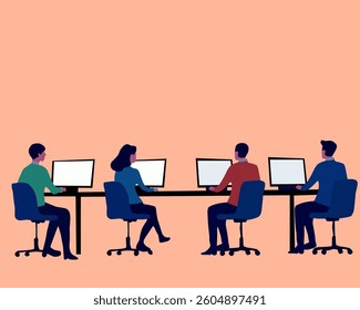 Business people work together with computer together
