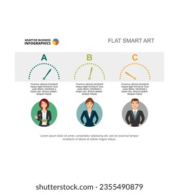 Business people and workflow or schedule vector illustration. Cartoon drawing of business infographic, advertisement, brochure. Time management concept for business report or presentation slide