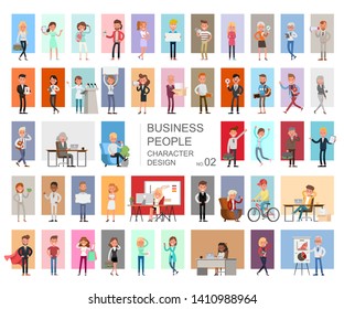 Business people working character vector design. Presentation in various action with emotions, running, standing and walking. no2