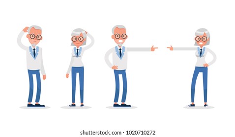 business people working and different poses action character vector design