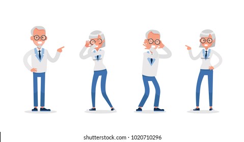 business people working and different poses action character vector design