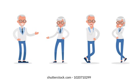 business people working and different poses action character vector design