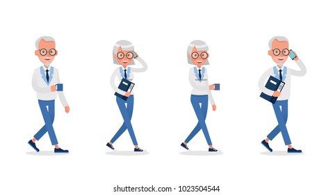 business people working and different poses action character vector design