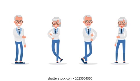 business people working and different poses action character vector design