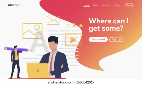 Business people working with documents in office. Document, workflow, technology flat vector illustration. Business concept for banner, website design or landing web page