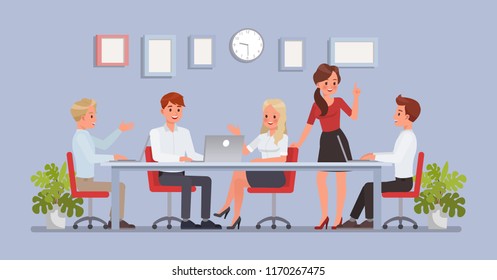 Business People Working In Office Character Vector Design. 