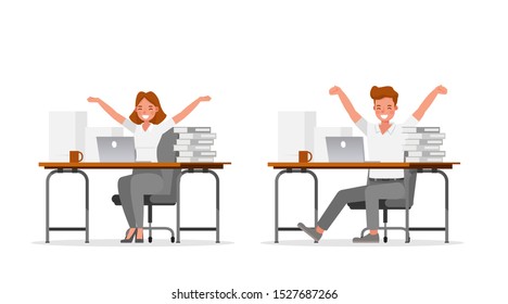 business people working in office character vector design.