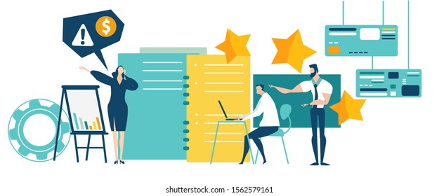 Business people working in office. Solving the problems, generating ideas, supporting the project, making proposal. 