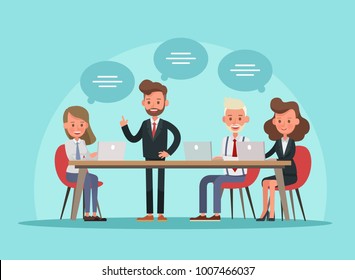 business people working in office vector character design 