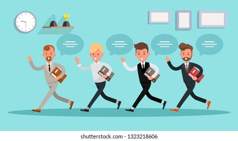 business people working in office vector character design