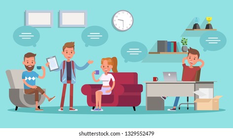 business people working in office vector character design