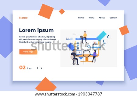 Business people working on computers, searching for applicants. Human resources, staff, management concept. Vector illustration can be used for topics like business, technology, recruitment