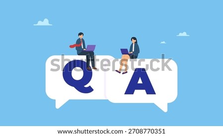 Business people working on dialog with question and answer. Q and A, question and answers, FAQ frequently asked question, information or solution to solve problem, resolution or advice.