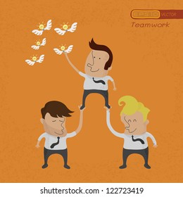 Business people working as a team to grab the Idea , eps10 vector format