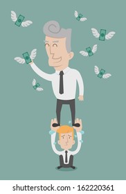 Business people working as a team to grab the money , eps10 vector format
