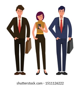 Business people working in teamwork character. Businessman and Businesswoman and engineer character.