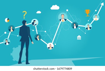 Business people working together. Business communication, conference call, distant managing. Business concept illustration 