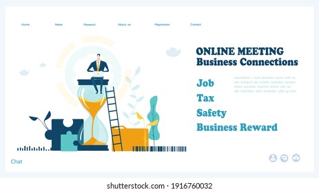 Business people working together in finance industry, advising, investing, developing and supporting new start ups. Creative business website template, modern flat design.