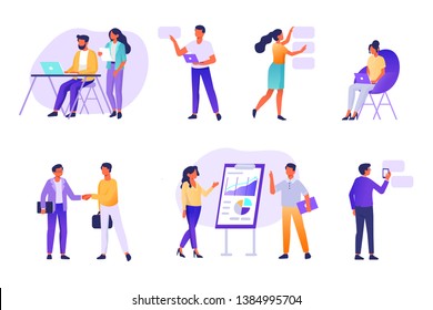 Business People Working Together,  Flat  Modern Vector Illustration.