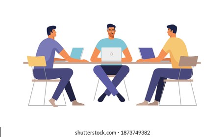 Business people working together in a office,  teamwork concept. Vector illustration.