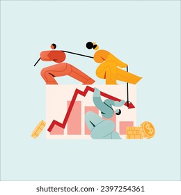 Business people working together. Teamwork concept. Flat design vector illustration.