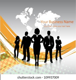 Business people with world map background