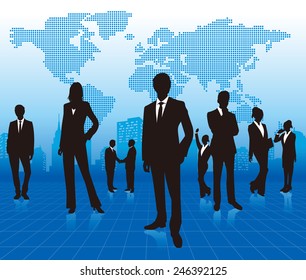 business people with world map Vector 