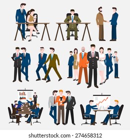 Business Peoples acting  in workplace - Vector Illustration, Graphic Design Editable For Your Design.