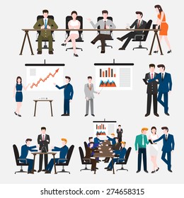 Business Peoples acting  in workplace - Vector Illustration, Graphic Design Editable For Your Design.