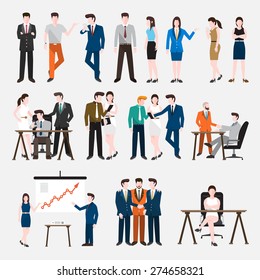 Business Peoples acting  in workplace - Vector Illustration, Graphic Design Editable For Your Design.