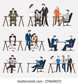 Business Peoples acting  in workplace - Vector Illustration, Graphic Design Editable For Your Design.