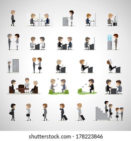 Business Peoples In Different Situation Set - Isolated On Gray Background - Vector Illustration, Graphic Design Editable For Your Design. People On Break In Park 