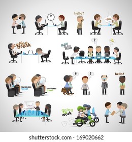 Business Peoples - Isolated On Gray Background - Vector Illustration, Graphic Design Editable For Your Design. Team Working In Office.