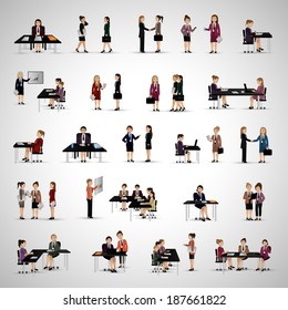 Business Peoples - Isolated On Gray Background - Vector Illustration, Graphic Design Editable For Your Design