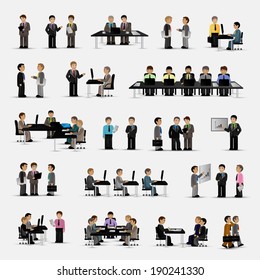 Business Peoples - Isolated On Gray Background - Vector Illustration, Graphic Design Editable For Your Design