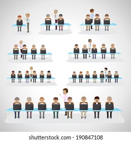 Business Peoples - Isolated On Gray Background - Vector Illustration, Graphic Design Editable For Your Design