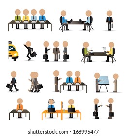 Business Peoples - Isolated On White Background - Vector Illustration, Graphic Design Editable For Your Design. Team Working In Office.