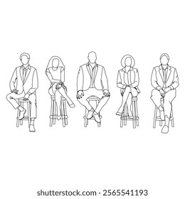 Business peoples Line Art vector design. Business peoples outline illustration design.
