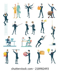 Business peoples, set of icons flat design