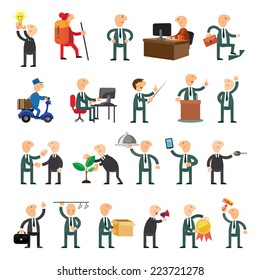 Business peoples set of icons flat design